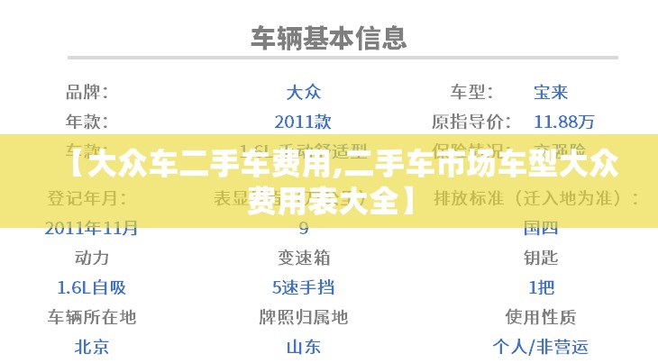 【大众车二手车费用,二手车市场车型大众费用表大全】