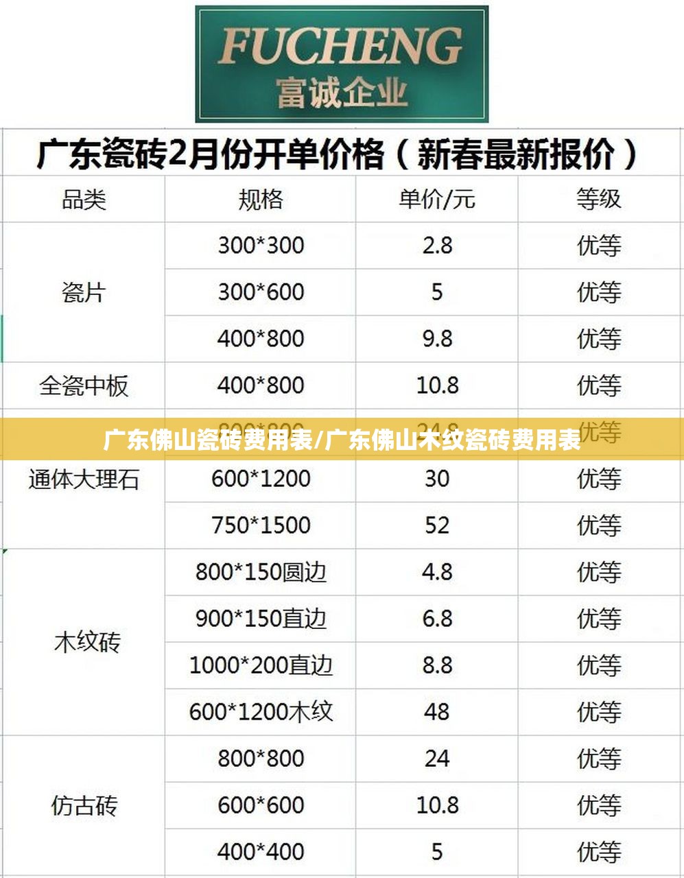 广东佛山瓷砖费用表/广东佛山木纹瓷砖费用表