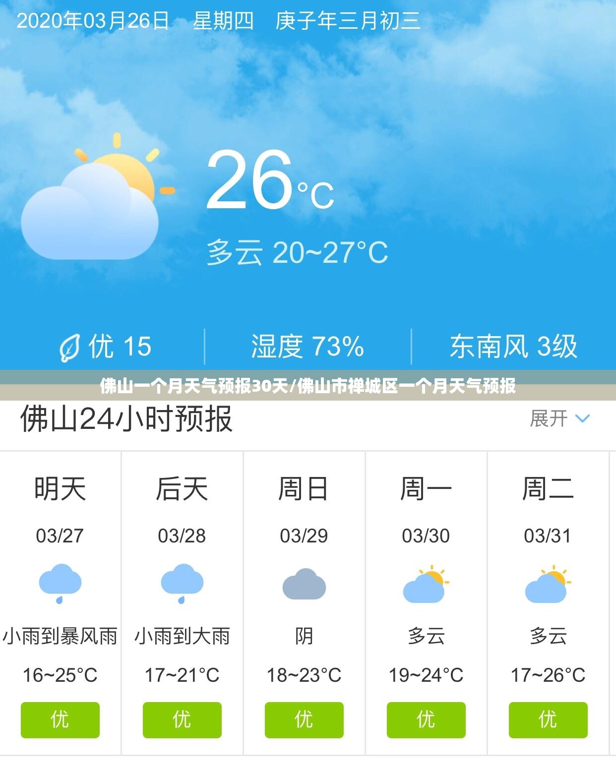 佛山一个月天气预报30天/佛山市禅城区一个月天气预报