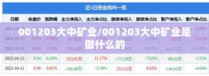 001203大中矿业/001203大中矿业是做什么的 001203大中矿业/001203大中矿业是做什么的