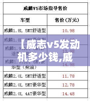 【威志v5发动机多少钱,威志v5车重多少】