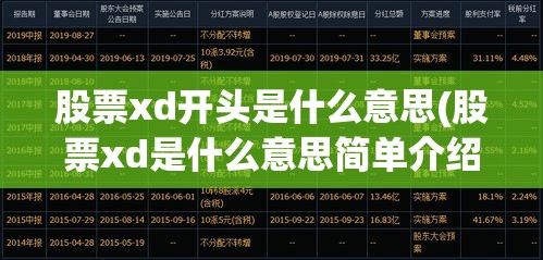 股票xd开头是什么意思(股票xd是什么意思简单介绍) 股票xd开头是什么意思(股票xd是什么意思简单介绍)