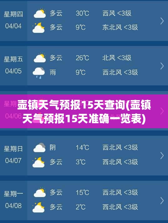 壶镇天气预报15天查询(壶镇天气预报15天准确一览表)
