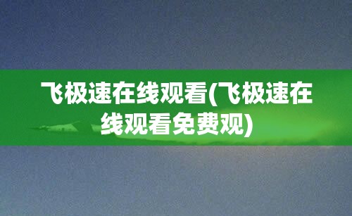 飞极速在线观看(飞极速在线观看免费观) 飞极速在线观看(飞极速在线观看免费观)