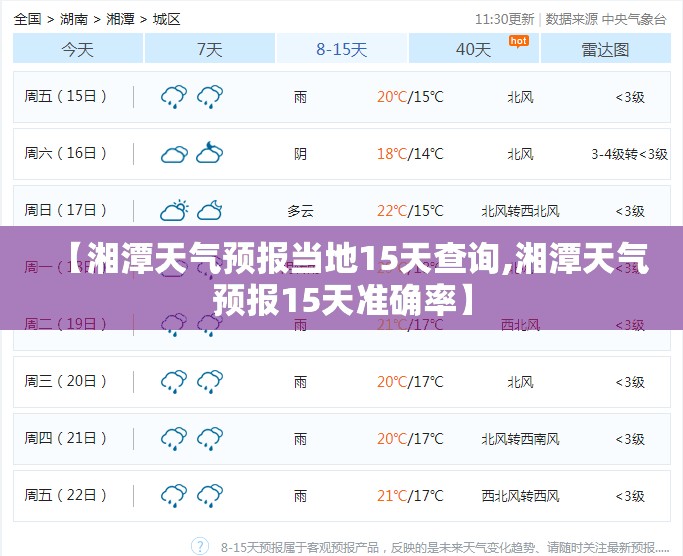 【湘潭天气预报当地15天查询,湘潭天气预报15天准确率】