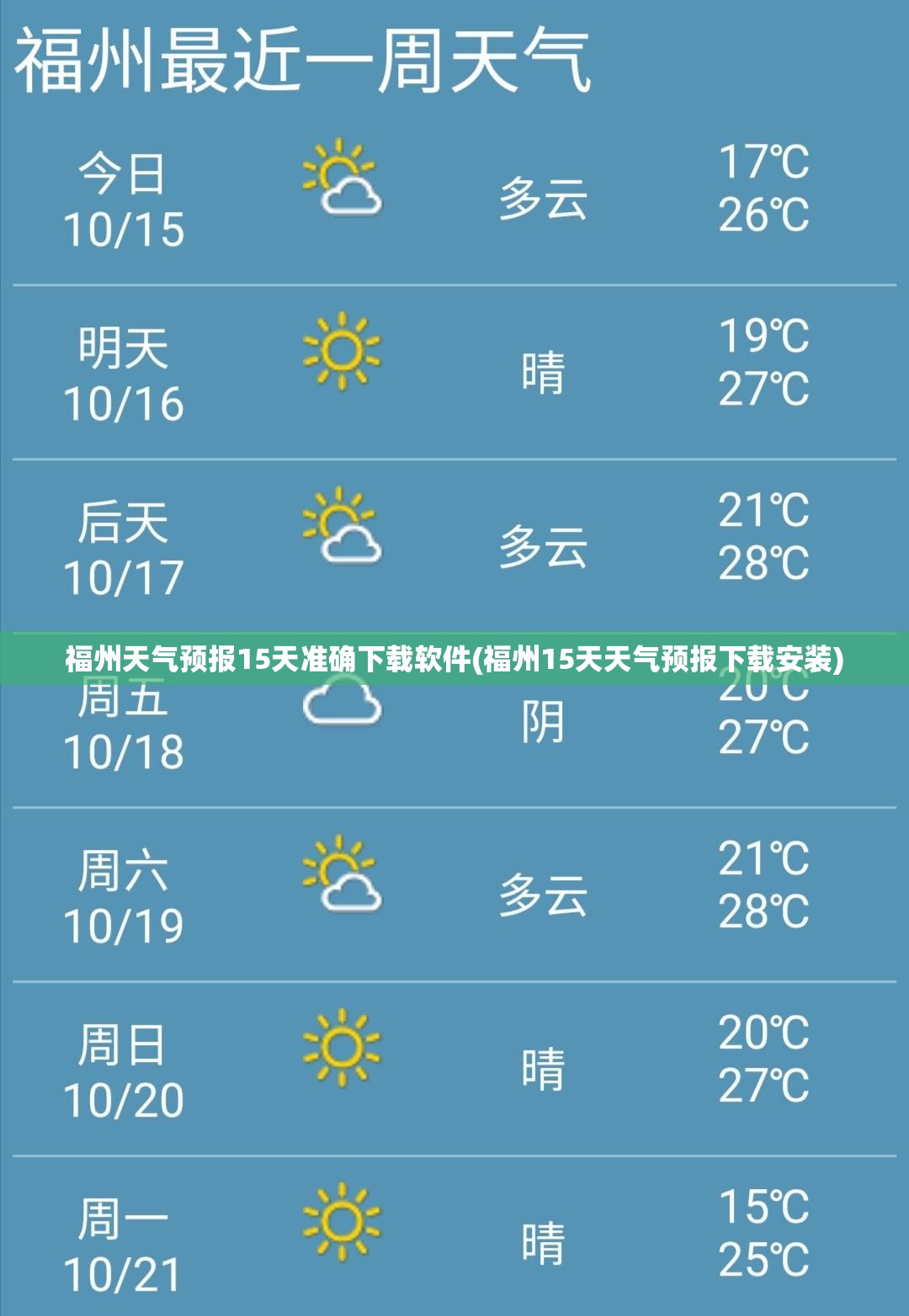 福州天气预报15天准确下载软件(福州15天天气预报下载安装) 福州天气预报15天准确下载软件(福州15天天气预报下载安装)