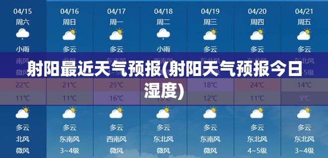 射阳最近天气预报(射阳天气预报今日湿度)