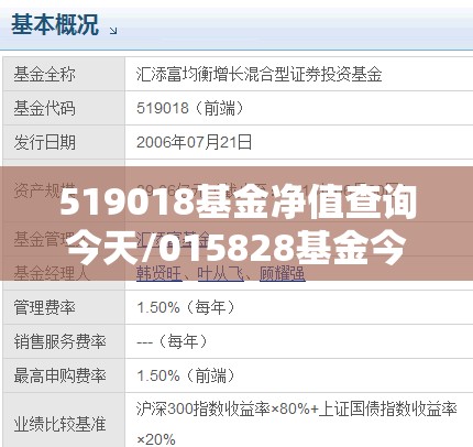 519018基金净值查询今天/015828基金今日净值估算