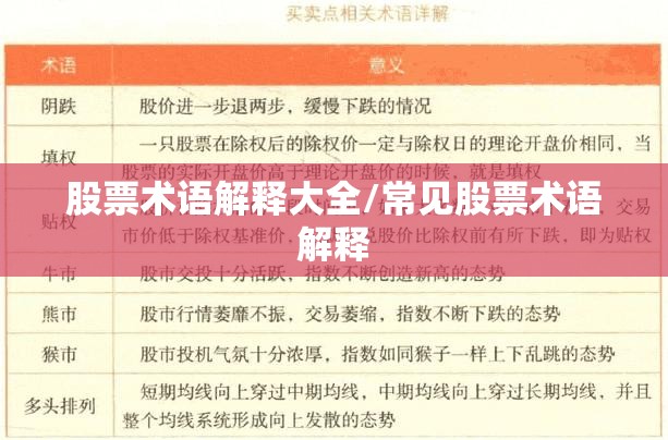 股票术语解释大全/常见股票术语解释 股票术语解释大全/常见股票术语解释