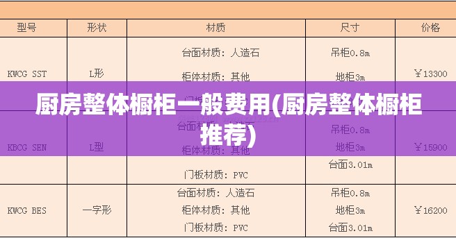 厨房整体橱柜一般费用(厨房整体橱柜推荐) 厨房整体橱柜一般费用(厨房整体橱柜推荐)